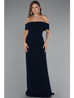 Kayık Yaka Uzun Abiye Elbise ABU5173