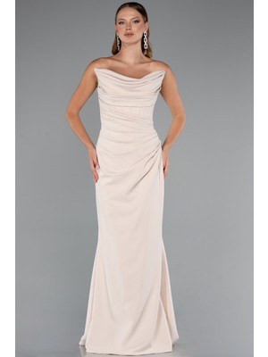 Straplez Balen Korse Şallı Uzun Abiye Elbise ABU5216