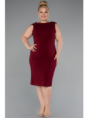 Kolsuz Midi Büyük Beden Davet Elbisesi ABK2422