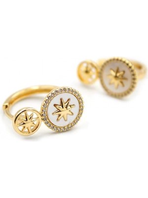 Sedef Kutup Yıldızı Küpe - Altın