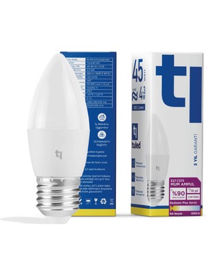 Tuled Redeem Plus C37S E27 Mum Ampul, Titreşimsiz, Göz Konforu, 590 Lümen, Ilık Beyaz, 3000 Kelvin
