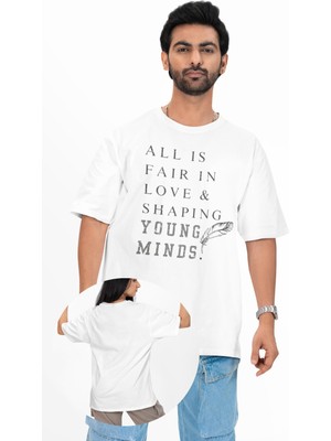 Unisex All Is Fair In Love Shaping Young Minds Baskılı Tişört, Oversize Taylor Swift Temalı T-Shirt