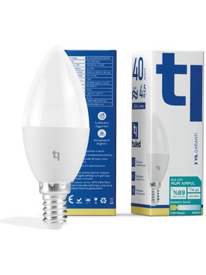 Tuled Redeem C37S E14 Mum Ampul, Titreşimsiz, Göz Konforu, 524 Lümen, Tatlı Beyaz, 3500 Kelvin