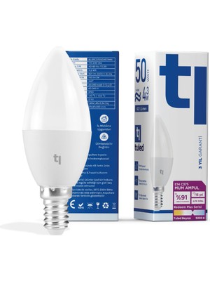 Redeem Plus C37S E14 Mum Ampul, Titreşimsiz, Göz Konforu, 621 Lümen, Tuled Beyazı, 5000 Kelvin