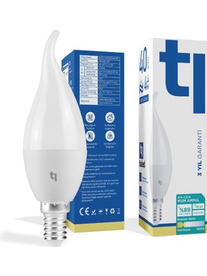 Tuled Redeem C37A E14 Mum Ampul, Titreşimsiz, Göz Konforu, 507 Lümen, Tatlı Beyaz, 3500 Kelvin