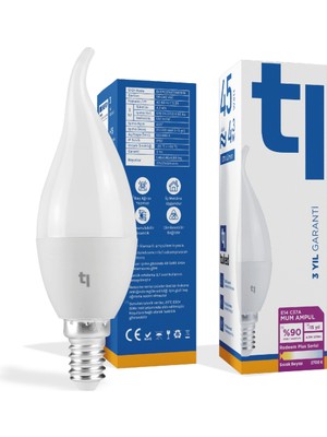 Tuled Redeem Plus C37A E14 Mum Ampul, Titreşimsiz, Göz Konforu, 570 Lümen, Sıcak Beyaz, 2700 Kelvin