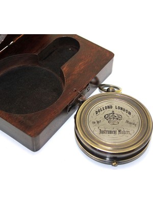 Ttt Ahşap Kutulu Üzeri Desenli Pirinç Pusula