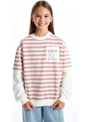 Lcw Kids Pembe Bisiklet Yaka Kız Çocuk Kalın Sweatshirt
