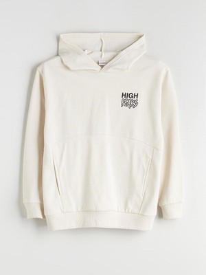 LC Waikiki Kapüşonlu Baskılı Erkek Çocuk Sweatshirt  (W5)