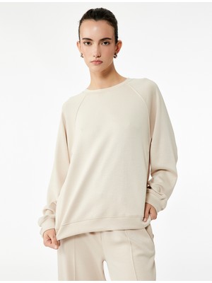 Scuba Kumaş Uzun Kollu Bisiklet Yaka Basic Sweatshirt