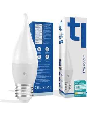 Tuled Redeem C37A E27 Mum Ampul, Titreşimsiz, Göz Konforu, 518 Lümen, Parlak Beyaz, 5700 Kelvin