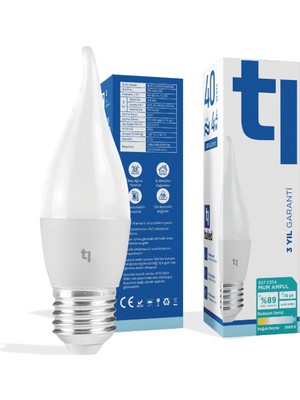 Tuled Redeem C37A E27 Mum Ampul, Titreşimsiz, Göz Konforu, 505 Lümen, Soğuk Beyaz, 6500 Kelvin