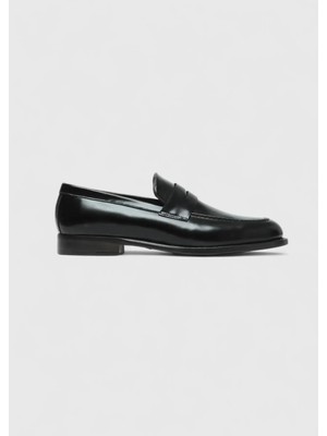 Siyah Deri Klasik Loafer