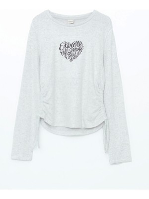 Lcw Kids Gri Bisiklet Yaka Kız Çocuk Tişört