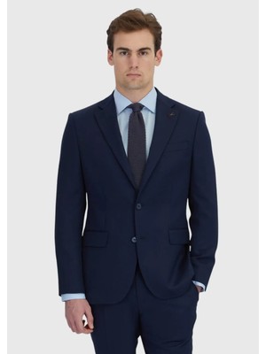 Lacivert Mikro Modern Fit Yün Karışımlı Takım Elbise