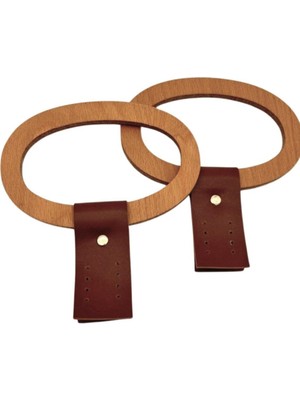 Angel Çanta Aksesuar Oval Derili  Ahşap Çanta Sapı Açık Renk