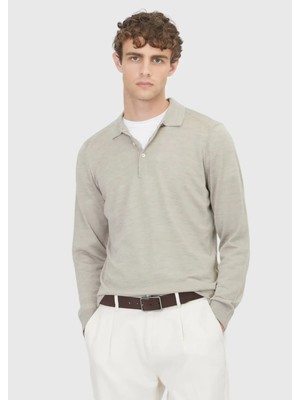 Taş Polo Yaka Düz Örgü Yün Karışımlı Triko Kazak