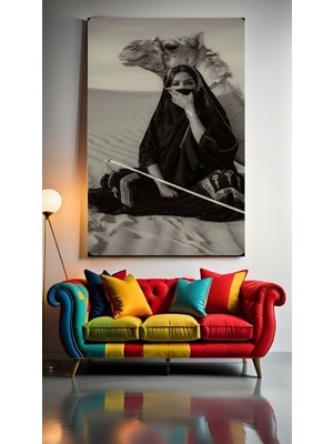 Özkacar Group Bedevi Kadın ve Deve Ev Duvar Salon Güzellik Salonu Ofis Dükkan Dekarasyon Kanvas Tablo