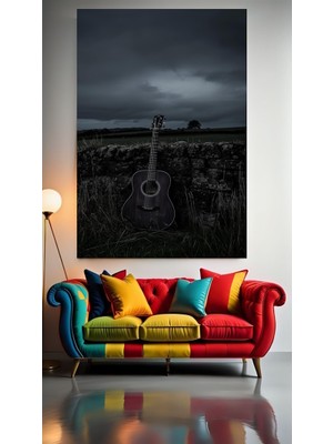Özkacar Group Gitar ve Manzara V1 Ev Duvar Salon Güzellik Salonu Ofis Dükkan Dekarasyon Kanvas Tablo