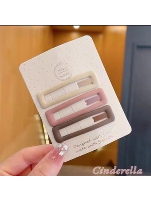 3'lü Büyük Boy Mat Soft Tonlu Dikdörtgen Model Çıt Çıt Toka Seti 6cm - Çıtçıt Yan Saç Tokası