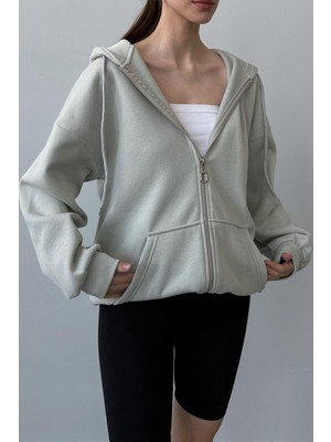 Üç Iplik Şardonlu Oversize Kapüşonlu Sweatshirt