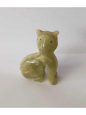 Kedi Oniks Taşı Biblo Mermer Onix Ev Ofis Dekor Masa Süsü