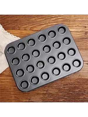 24 Gözlü Mini Muffin & Cupcake Fırın Tepsisi – Yapışmaz Kaplama, Çoklu Pişirme Kalıbı