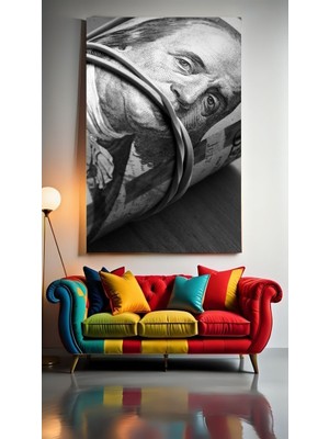 Benjamin Franklin Money Ev Duvar Salon Güzellik Salonu Ofis Dükkan Dekarasyon Kanvas Tablo