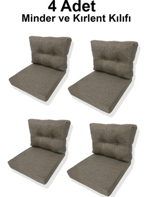 4 Adet Bahçe Balkon Mobilyası Minderi Kılıfı (4 Adet Minder, 4 Adet Kırlent Yanlızca Kılıf Gönderilecektir)