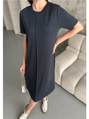 Çıma Detaylı Modal Pike Kumaş Elbise