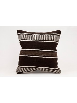 El Yapımı Kilimden Yapılmış Vintage Kırlent Kılıfı, Yün, 40X40 cm