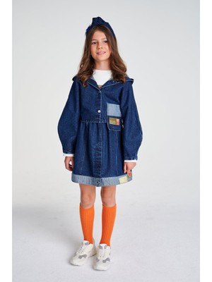 Lia Lea Bg Store Kız Çocuk Denim Ceket Kapüşonlu Günlük Stil 4 Yaş Standart Kalıp Renk Denim
