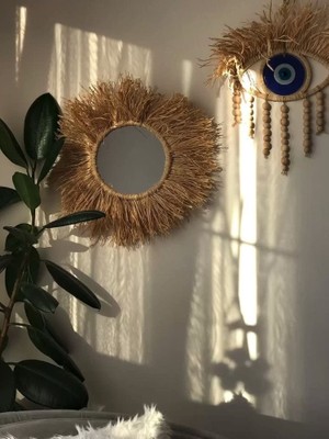 2li Nazar Boncuklu Rafya Duvar Süsü