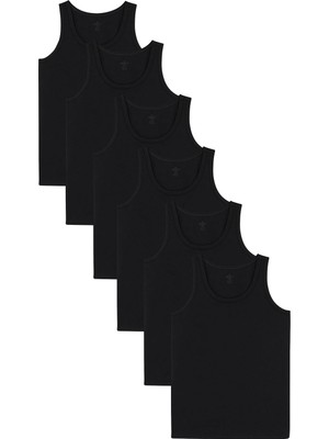 Simenti Underwear Premium Erkek Pamuklu Askılı Atlet 6’lı Paket Siyah