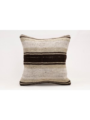 El Yapımı Kilimden Yapılmış Vintage Kırlent Kılıfı, Yün, 40X40 cm