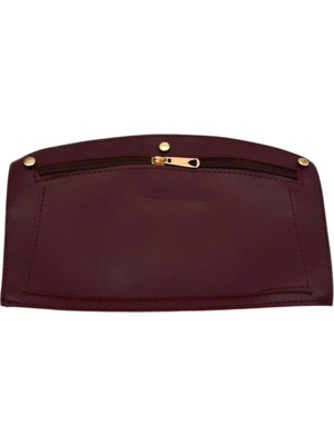 Angel Çanta Aksesuar 24X15 cm Bordo  Renk Troklu Suni Deri Cep Light Gold Metalli