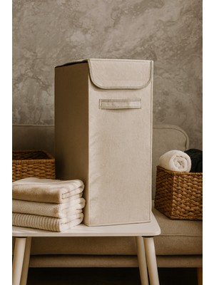 Keçe Çamaşır Sepeti Kapaklı Dikdörtgen Kirli Sepeti – Katlanabilir ve Dayanıklı Çamaşır Düzenleyici