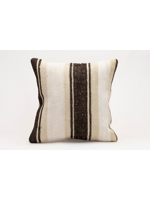 El Yapımı Kilimden Yapılmış Vintage Kırlent Kılıfı, Yün, 40X40 cm