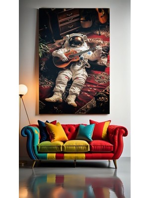 Özkacar Group Gitar Çalan Astronot Ev Duvar Salon Güzellik Salonu Ofis Dükkan Dekarasyon Kanvas Tablo