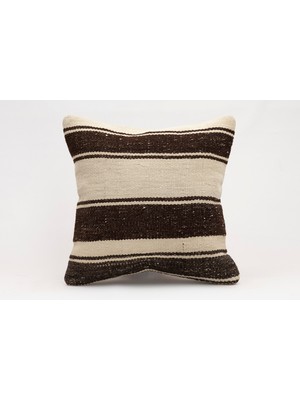 El Yapımı Kilimden Yapılmış Vintage Kırlent Kılıfı, Yün, 40X40 cm