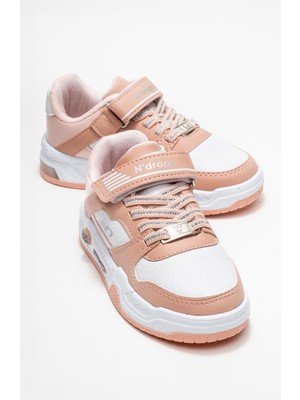 Cırtlı Çocuk Spor Ayakkabı ; Beyaz Pudra