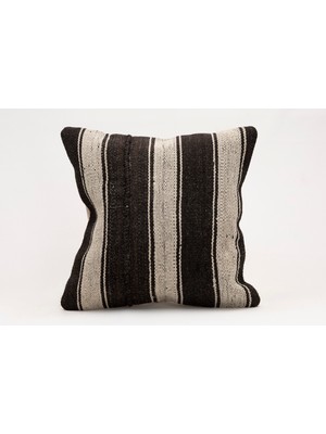 El Yapımı Kilimden Yapılmış Vintage Kırlent Kılıfı, Yün, 40X40 cm