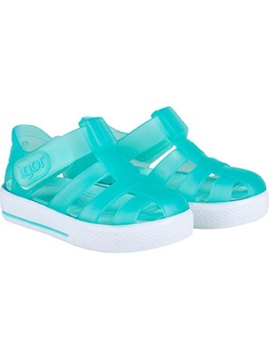 Igor Kız Çocuk PVC Sandalet – Cırt Cırtlı, Yuvarlak Burunlu, Düz Tabanlı, Yaz ve Günlük Kullanıma Uygun