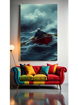 Fırtınada Kürek Çeken Adam Ev Duvar Salon Güzellik Salonu Ofis Dükkan Dekarasyon Kanvas Tablo