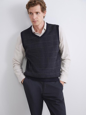 Standart Kalıp V Yaka Erkek Triko Süveter  (W5)