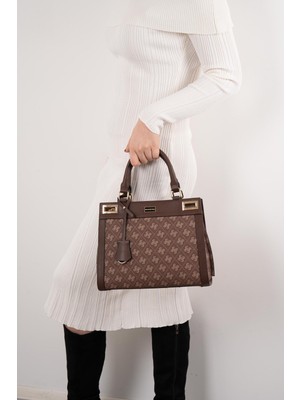 Silver & Polo Silver Polo Kahve - Kahve Monogram Kadın El Çantası SP1174