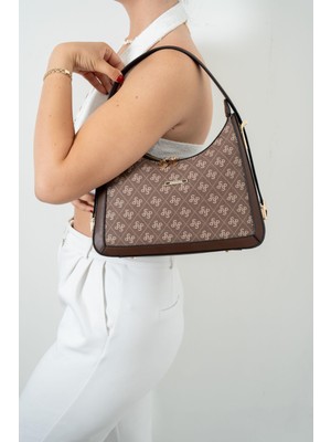 Silver & Polo Silver Polo Kahve - Kahve Monogram Kadın Omuz Çantası SP1187