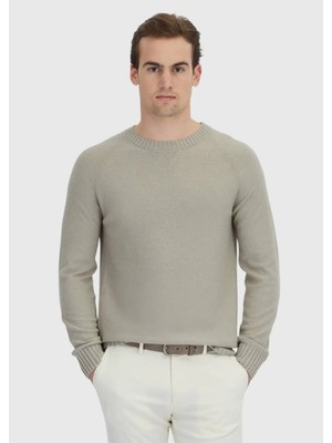 Taş Bisiklet Yaka Düz Örgü Yün Karışımlı Triko Kazak