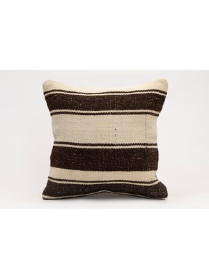 El Yapımı Kilimden Yapılmış Vintage Kırlent Kılıfı, Yün, 40X40 cm