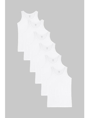Simenti Underwear Premium Erkek Askılı Atlet 6’lı Paket Beyaz Pamuklu Atlet
